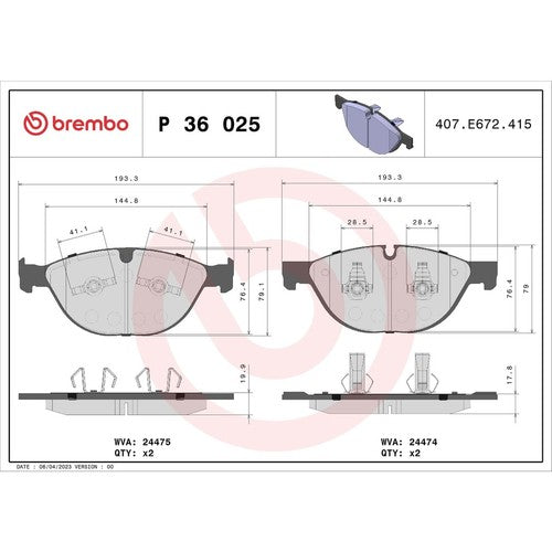 Brembo Front Low Metallic Brake Pads Fits 2010-2015 Jaguar XF 4 Pc Brakes P36025