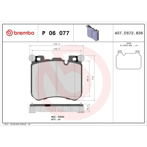 Brembo Front Low-Metallic Brake Pads Fits 2010-2013 BMW X5 X6 Brake Pads P06077