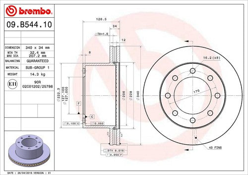 Brembo 09B54410C02 BRAKE ROTORS