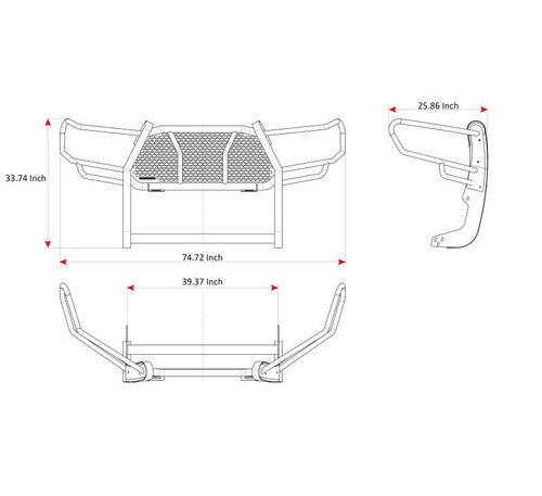 Black Horse Offroad RU-TOTA16-B Rugged Series GRILL GUARD