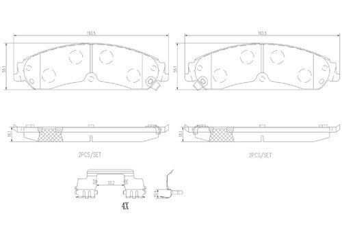 Brembo Front Ceramic Brake Pads Fits 2012-2016 Dodge Charger 4 Pc Brakes P23149N