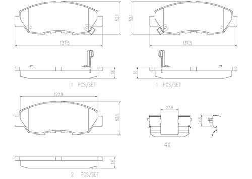 Brembo Front Ceramic Brake Pads Fits 1996-2005 Honda Civic 4 Pc Brakes P28042N