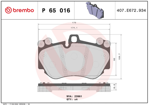Brembo P65016 PRIME LINE BRAKE PADS
