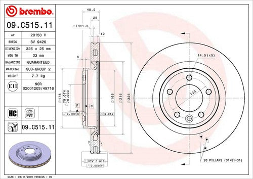 Brembo 09C51511C02 BRAKE ROTORS