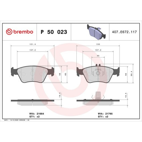 Brembo Front Ceramic Brake Pads Fits 1998-2004 Mercedes-Benz SLK230 4 Pc P50023