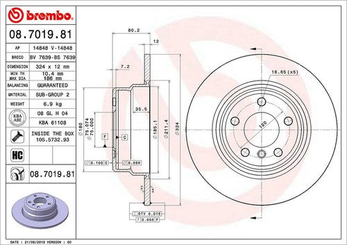 Brembo 08701981C02 BRAKE ROTORS
