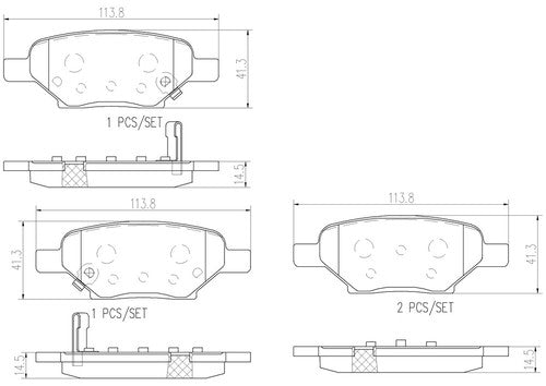 Brembo Rear Ceramic Brake Pads Fits 2008-2012 Chevrolet Malibu 4 Piece P10062N