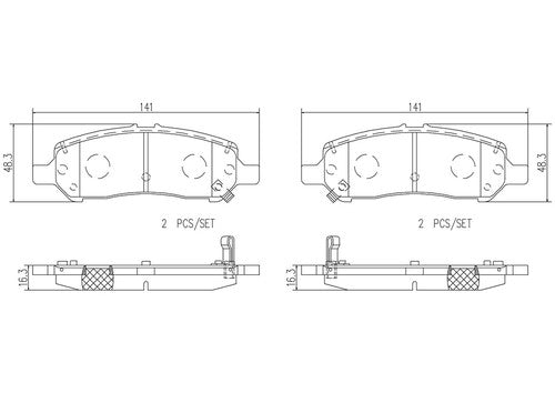 Brembo Rear Ceramic Brake Pads Fits 2013-2016 Dodge Dart 4 Piece Brakes P18031N