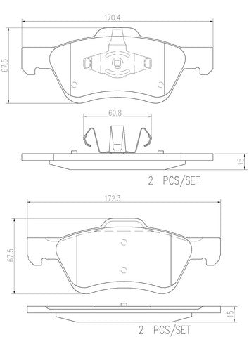 Brembo Front Ceramic Brake Pads Fits 2005-2012 Ford Escape 4 Pc Brakes P24159N