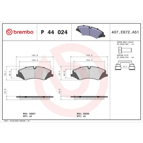 Brembo Front Low Metallic Brake Pad Fits 2010-2012 Land Rover Range Rover P44024