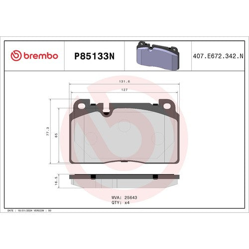 Brembo Front Ceramic Brake Pads Fits 2017-2025 Porsche Macan P85133N