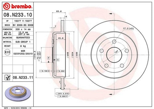 Brembo 08N23311C02 BRAKE ROTORS