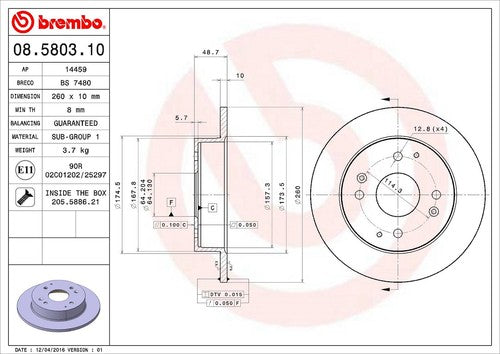 Brembo 08580310C02 BRAKE ROTORS