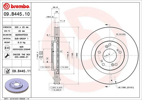 Brembo 09B44511C02 BRAKE ROTORS