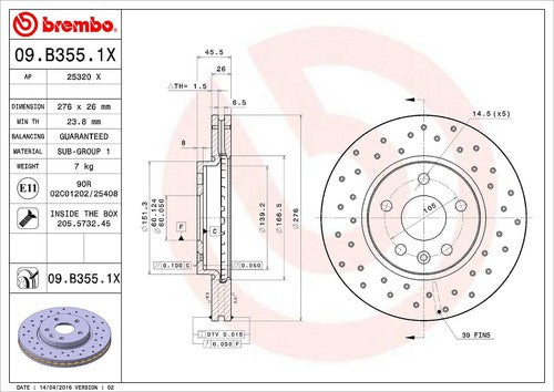 Brembo 09B3551XC02 Xtra BRAKE ROTORS