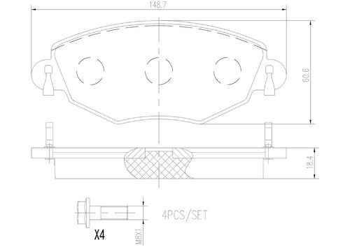 Brembo Front Ceramic Brake Pad Fits 2002-2008 Jaguar X-Type 4 Pc Brakes P24060N