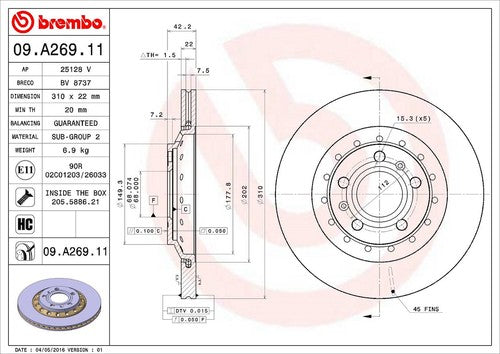 Brembo 09A26911C02 BRAKE ROTORS