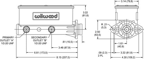 Wilwood Brakes 260-8556 BRAKE MASTER CYLINDER