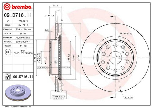 Brembo 09D71611C02 BRAKE ROTORS