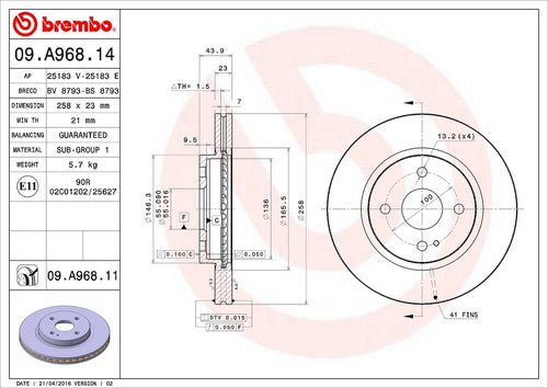 Brembo 09A96811C02 BRAKE ROTORS