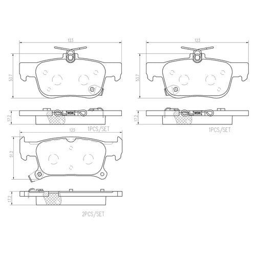 Brembo Rear Ceramic Brake Pads Fits 2016-2020 Buick Envision Brake Pads P07009N