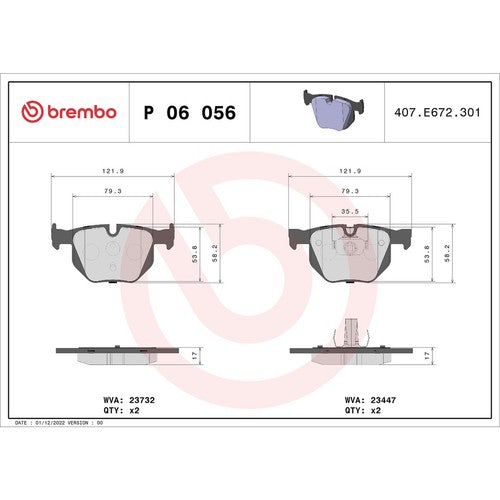 Brembo Rear Low-Metallic Brake Pads Fits 2009-2018 BMW X5 X6 Brake Pads P06056