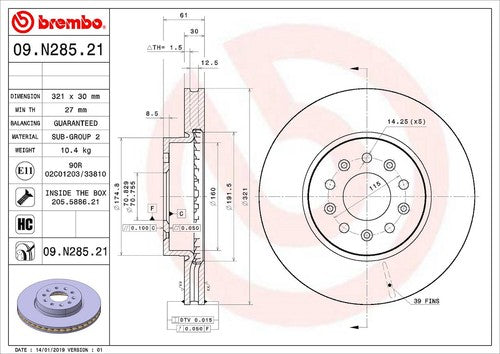 Brembo 09N28521C02 BRAKE ROTORS
