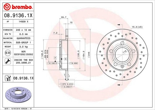 Brembo 0891361XC02 Xtra BRAKE ROTORS