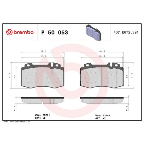 Brembo Front Low Metallic Brake Pads Fits 2006 2007 Mercedes-Benz C350 P50053