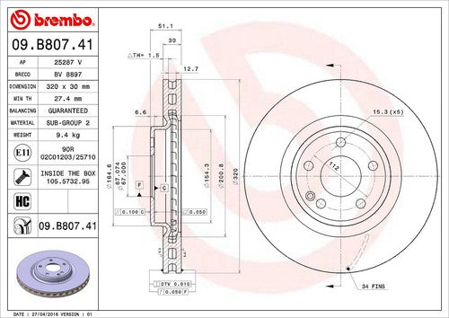 Brembo 09B80741C02 BRAKE ROTORS