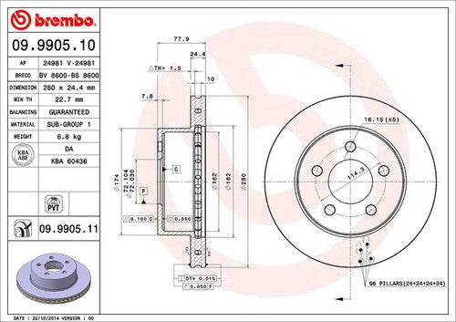 Brembo 09990511C02 BRAKE ROTORS