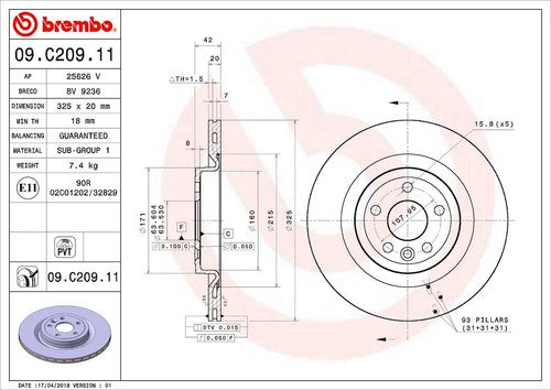 Brembo 09C20911C02 BRAKE ROTORS