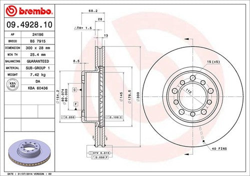 Brembo 09492810C02 BRAKE ROTORS