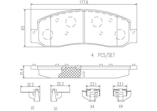 Brembo Front Ceramic Brake Pads Fits 2008-2013 Ford F-250 Super Duty P24130N