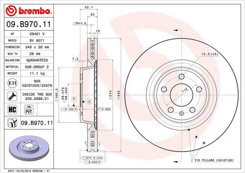 Brembo 09B97011C02 BRAKE ROTORS