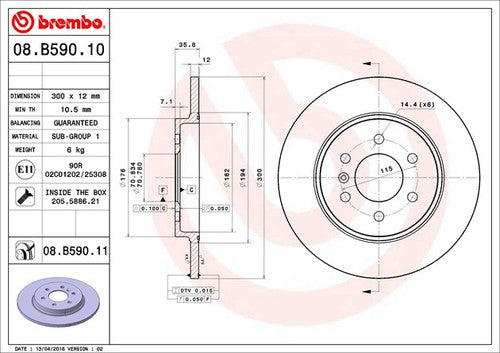 Brembo 08B59011C02 BRAKE ROTORS