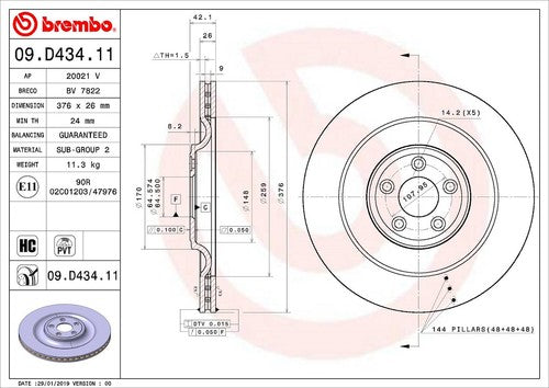 Brembo 09D43411C02 BRAKE ROTORS
