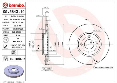 Brembo 09584311C02 BRAKE ROTORS