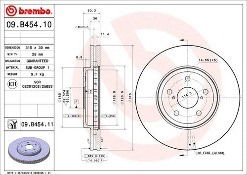 Brembo 09B45411C02 BRAKE ROTORS