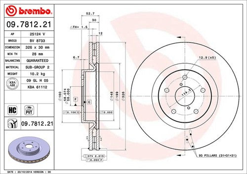 Brembo 09781221C02 BRAKE ROTORS