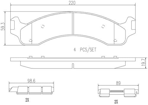 Brembo Front Ceramic Brake Pads Fits 2000-2002 Dodge Ram 2500 3500 P18006N