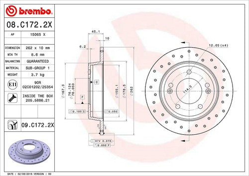 Brembo 08C1722XC02 Xtra BRAKE ROTORS