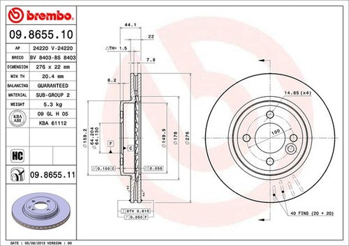 Brembo 09865511C02 BRAKE ROTORS