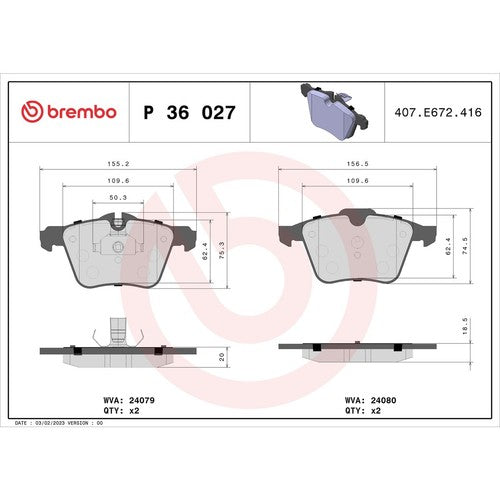 Brembo Front Low Metallic Brake Pads Fits 2013-2015 Jaguar XJ 4 Pc Brakes P36027