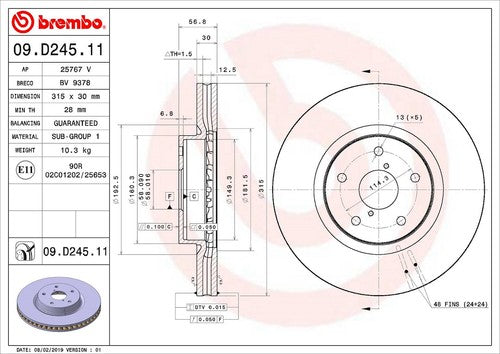 Brembo 09D24511C02 BRAKE ROTORS