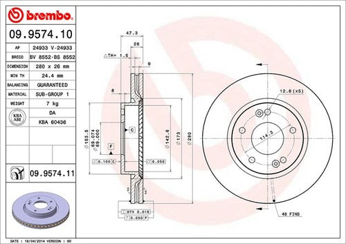 Brembo 09957411C02 BRAKE ROTORS