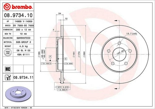 Brembo 08973411C02 BRAKE ROTORS