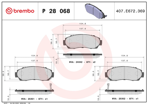 Brembo P28068 PRIME LINE BRAKE PADS