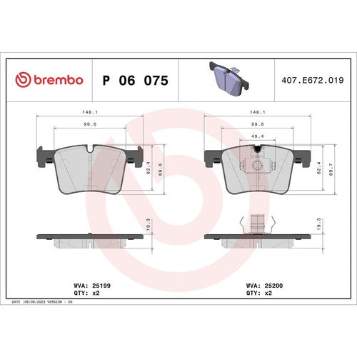 Brembo Front Low-Metallic Brake Pads Fits 2014-2016 BMW 428i Brake Pads P06075