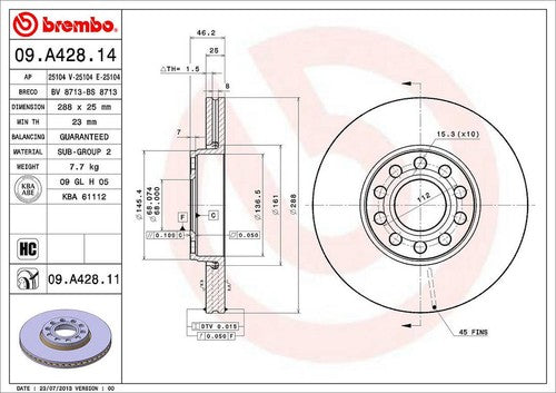 Brembo 09A42811C02 BRAKE ROTORS